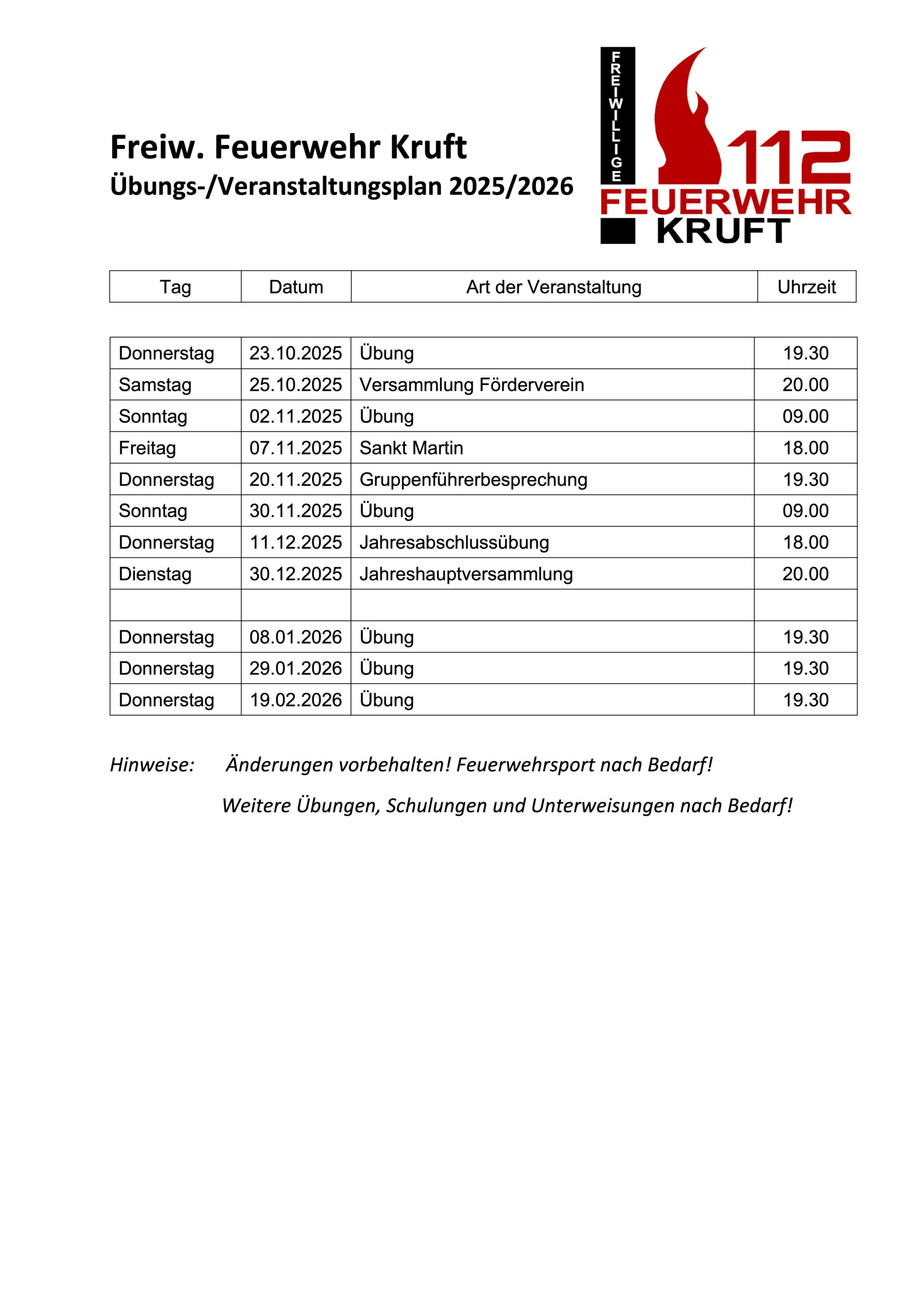  bungsplan Der Feuerwehr Freiwillige Feuerwehr Kruft